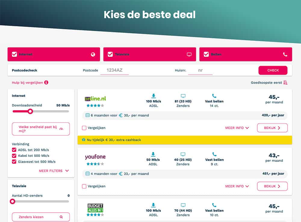 Overzichtelijk en eerlijk vergelijken Overzichtelijk en eerlijk vergelijken